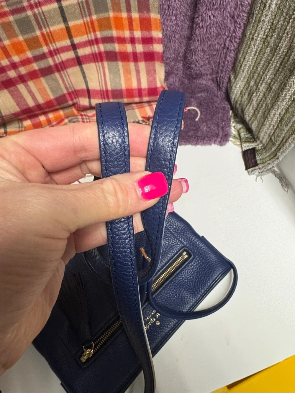 Kate Spade Navy Pebbled Leather Crossbody with tassel